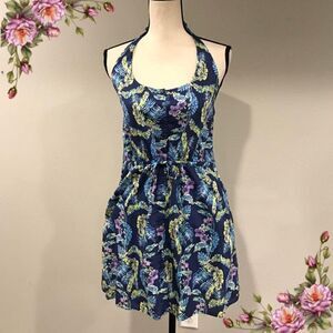 Halter style tropical print dress